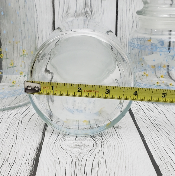 Vtg Country Geese Blue Ribbon Bow Glass Jar Canister w/Lid Set of 3 - Picture 8 of 9